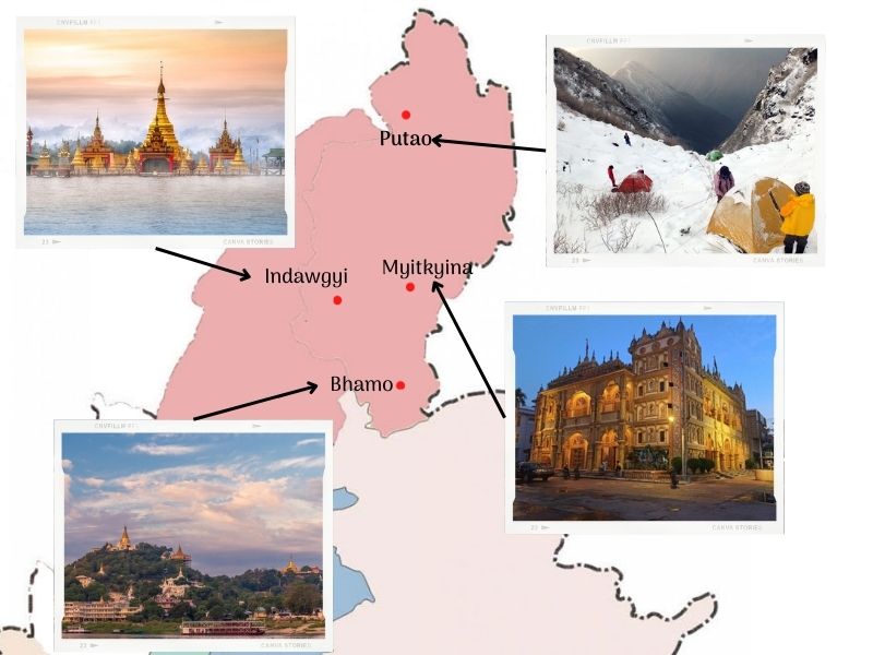 Carte Touristique du Nord Birmanie