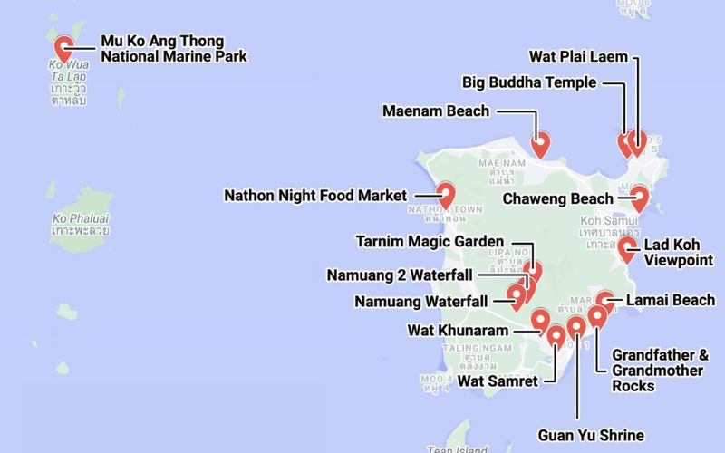Carte de l'itinéraire Koh Samui