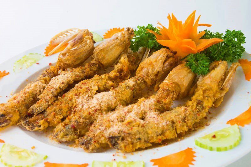 Crevettes mantes rôties au sel