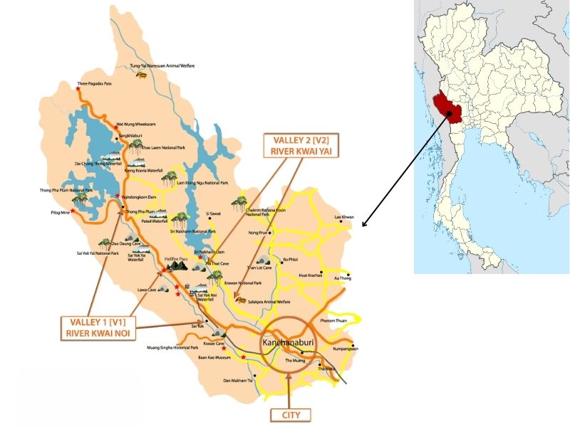 Carte de Kanchanaburi