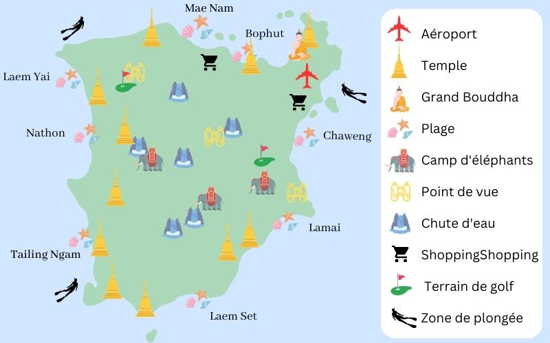 Carte touristique de Koh Samui