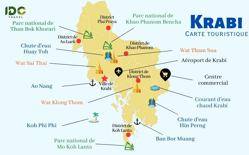 Carte touristique de Krabi