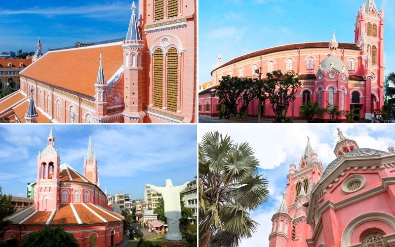 Différentes vues de l'église Tan Dinh, Ho Chi Minh-Ville, Saïgon, Vietnam,