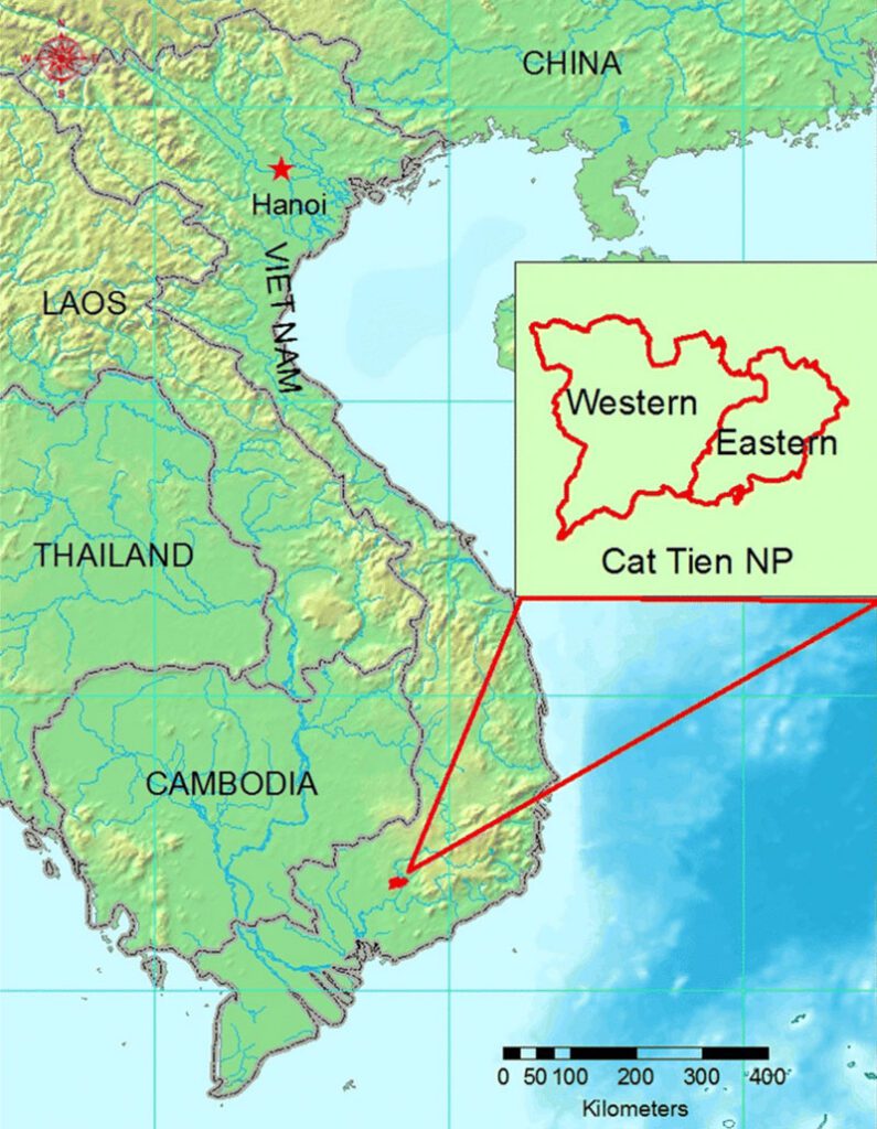 Location du parc national de Cat Tien