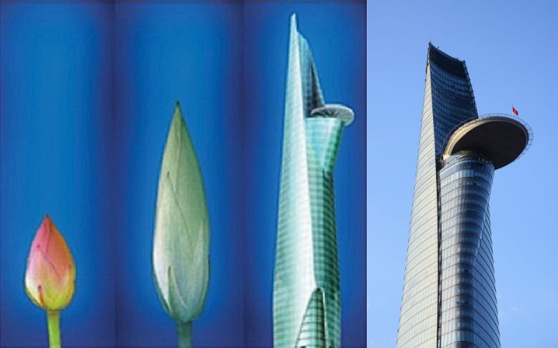 La forme unique de la tour financière Bitexco s'inspire du lotus, une fleur symbolique du Vietnam.