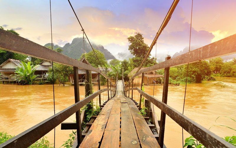 Le paysage splendide du bourg de Vang Vieng.