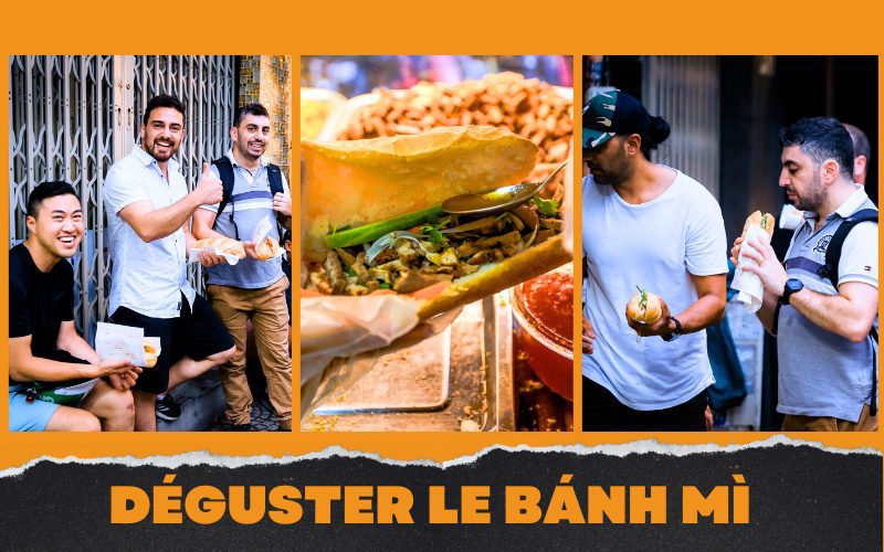 Les étrangers dégustent les Banh Mi dans la rue Bui Vien
