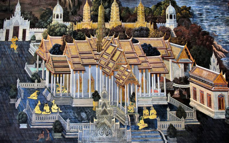 Peinture murale représentant Ramakien