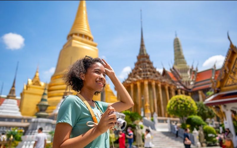 Prendre des photos au Grand Palais à Bangkok, Thaïlande