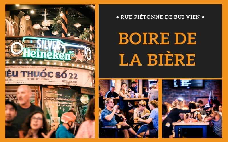 Parmi les plaisirs que cette rue offre, la dégustation de bières locales occupe une place de choix, surtout chez les étrangers qui viennent découvrir les saveurs du Vietnam dans la rue piétonne Bui Vien