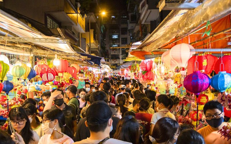 Rue des lanternes à Ho Chi Minh - Ville