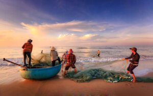 Scène de pêche à Nha Trang