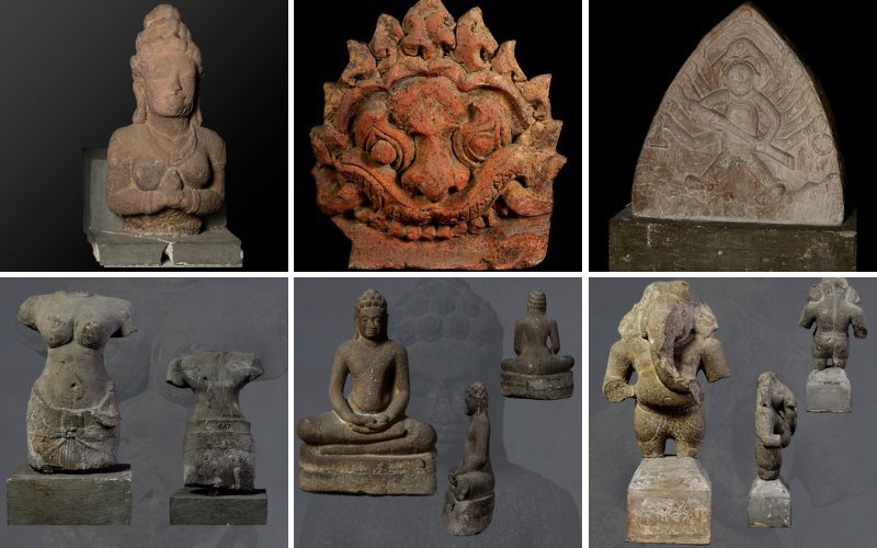 Sculptures anciennes de la civilisation Champa (en haut) et de la région sud (en bas)