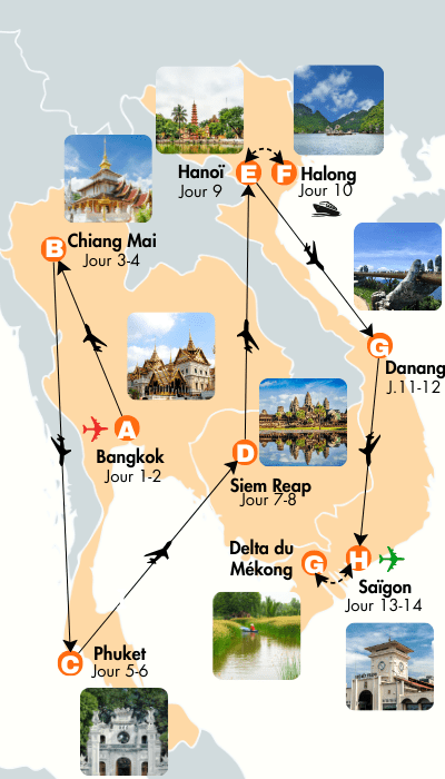 Voyage Combiné Thaïlande, Cambodge & Vietnam en 14 jours