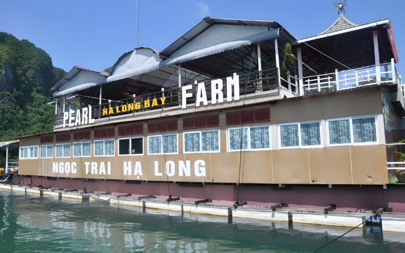 Village de fermes perlières dans la baie d'Halong