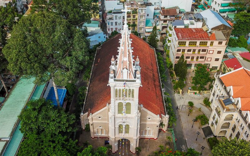 Vue aérienne de l'église de Cho Quan à Ho Chi Minh-Ville