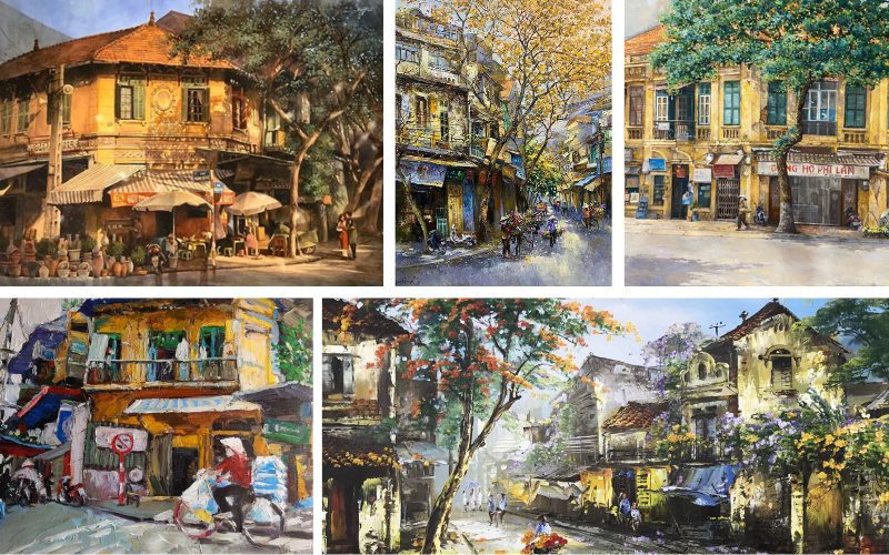 Vieux Quartier illustré par des peintures à l'huile